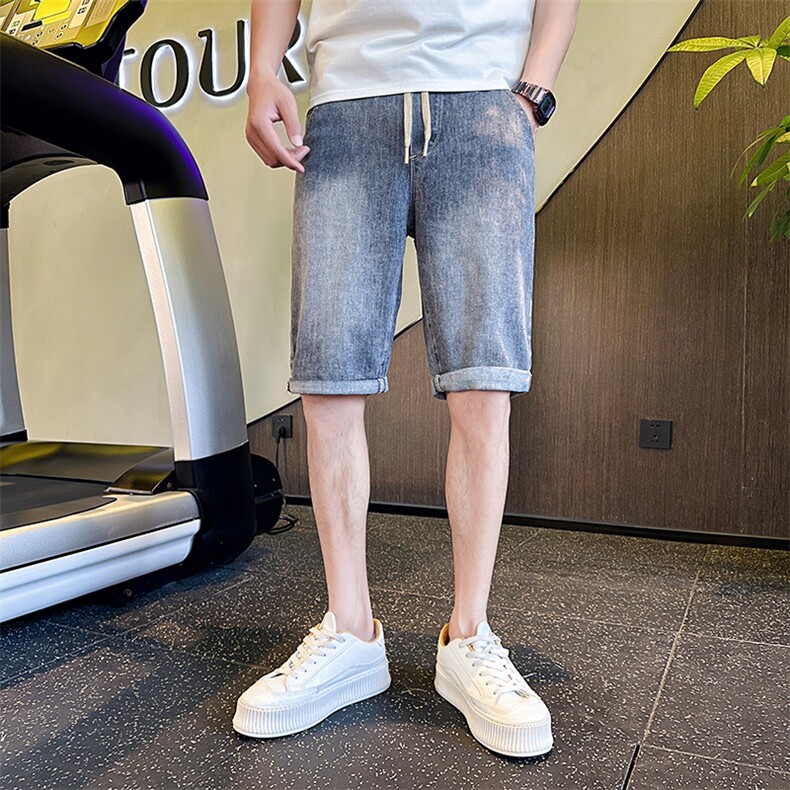 2025夏季牛仔短裤男士美式复古高街潮流宽松休闲五分裤D327-50图片