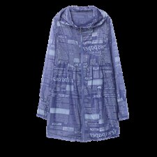 2022夏季新款时尚连帽防晒衣外套拉链宽松型中长款插肩袖，女装防晒衣，依倍林