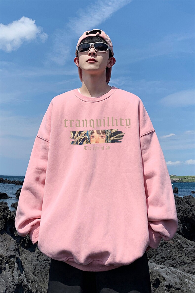 水洗做旧短袖T恤男夏季多巴胺vibe美式高街印花深紫色宽松五分袖,男装卫衣,星座517A