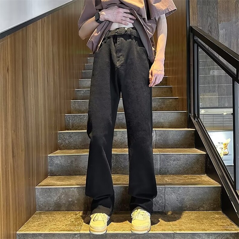 cleanfit白色设计感高级修身微喇裤男美式高街欧美hiphop裤子春秋,男装牛仔裤,星座1116-2