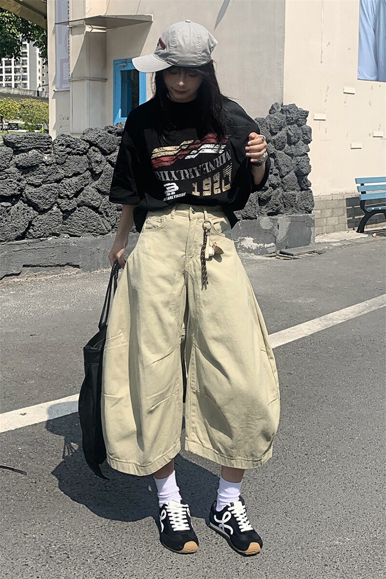 美式阔腿弯刀裤2025新款夏季休闲裤宽松七分裤牛仔长裤YD705-P60,男装牛仔裤,星座509