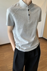 [网图]夏季新款拼接短袖T恤复古正肩亨利领男X64117-TP15不，男装T恤，电商A102