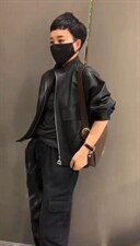 2021秋季新款港风立领大口袋宽松BF风皮衣外套，女装皮衣，L·H·X