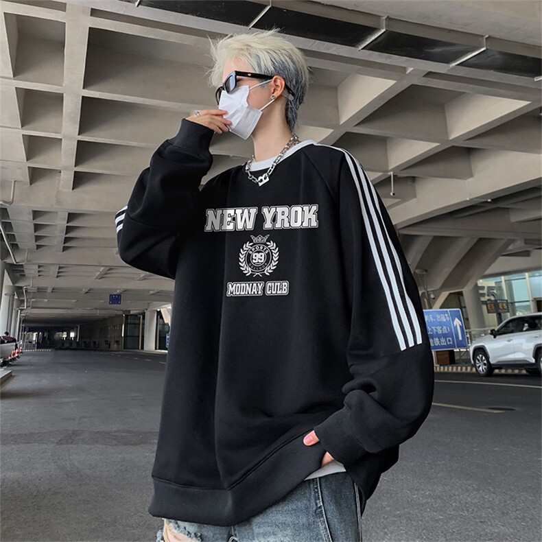 抖音得物供货提供视频秋冬重磅美式宽松织带圆领卫衣0319,男装卫衣,电商A486