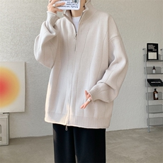 M-8XL春款纯色开衫毛衣宽松外套加肥加大码双拉链针织衫MY1503P78，男装针织衫/毛衣，电商B238