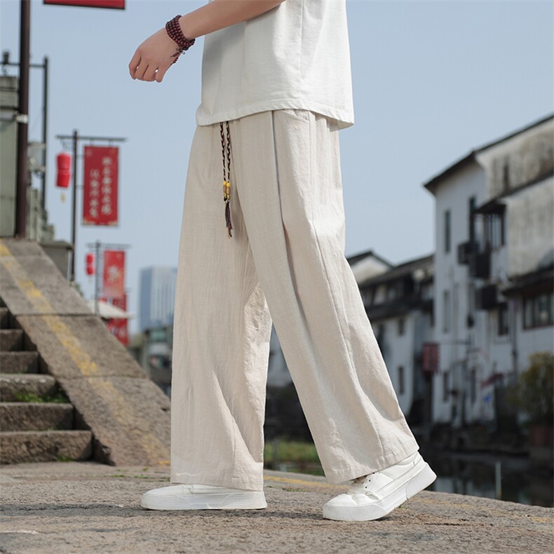 2025春夏休闲裤男时尚棉麻长裤子纯色简约宽松直筒长裤2405-P55,男装休闲裤,电商A008