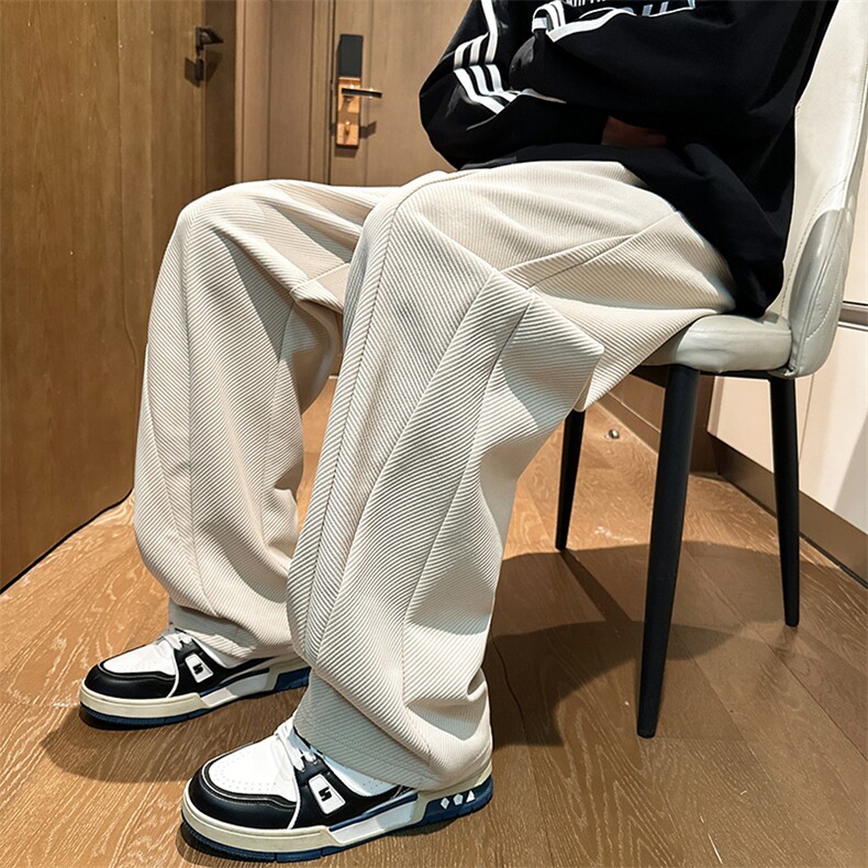 春款港风针织斜纹休闲裤宽松运动裤拖地裤男KP763 P42图片