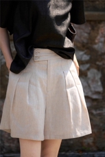 〖告白气球〗短裤|慵懒自在老钱舒适亚麻气质休闲短裤女25年，女装短裤/热裤，梦白服饰厂