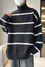 秋季新款港风条纹慵懒风套头高领保暖毛衣男XZ608-TM281-P65控88，男装针织衫/毛衣，星座608(原A046)
