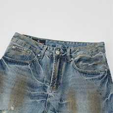 高品质泥染破洞牛仔裤长裤弯刀裤A014-DY25272-P70控98，男装牛仔裤，电商A014