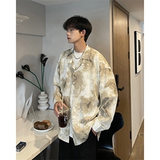 春夏港风帅气抽象涂鸦宽松男士衬衫A071-C58-P45，男装衬衫，电商A071