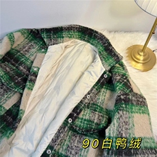 90白鸭绒毛呢料格子加厚羽绒服宽松大码外套A017YR99P225，男装羽绒服，电商A017