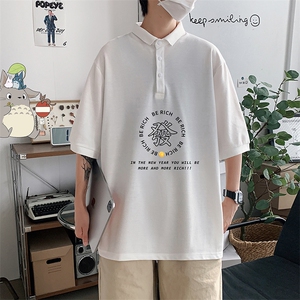 PL57163-P35 翻领短袖polo衫男大码胖子半袖t恤男有领保罗衫 模特图片