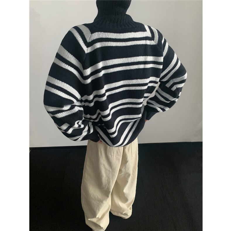 立领半拉链条纹毛衣男款秋冬季潮宽松休闲针织毛线衣M6005-特P50,男装针织衫/毛衣,电商A006