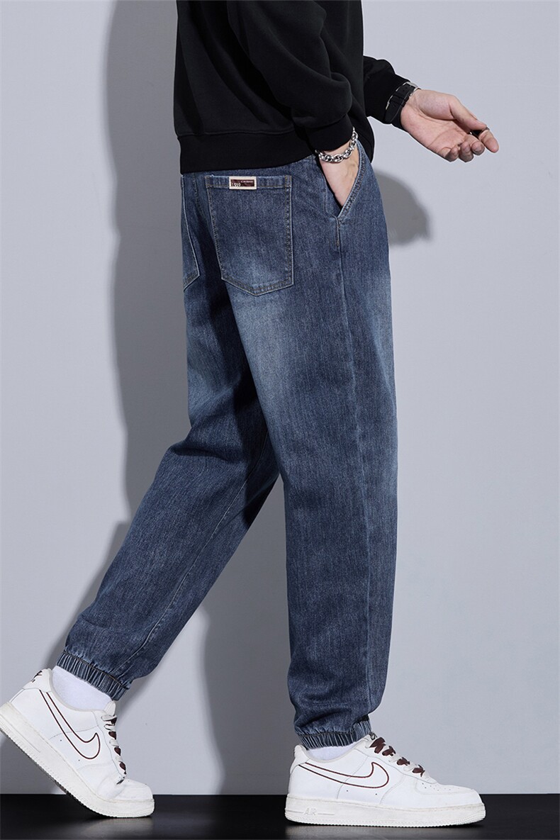 轻奢潮流牛仔裤男士宽松抽绳束脚设计感休闲长裤子J8077-P45特,男装牛仔裤,星座509