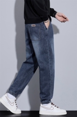 轻奢潮流牛仔裤男士宽松抽绳束脚设计感休闲长裤子J8077-P45特，男装牛仔裤，星座509