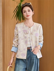 现货时尚潮流新中式宋锦巨好看提花盘扣复古春秋季女式外套，女装短外套，木橙西子