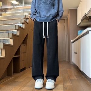 春季麦穗纹弯刀直筒休闲潮流拼接设计感休闲裤 K2594*P35控68图片