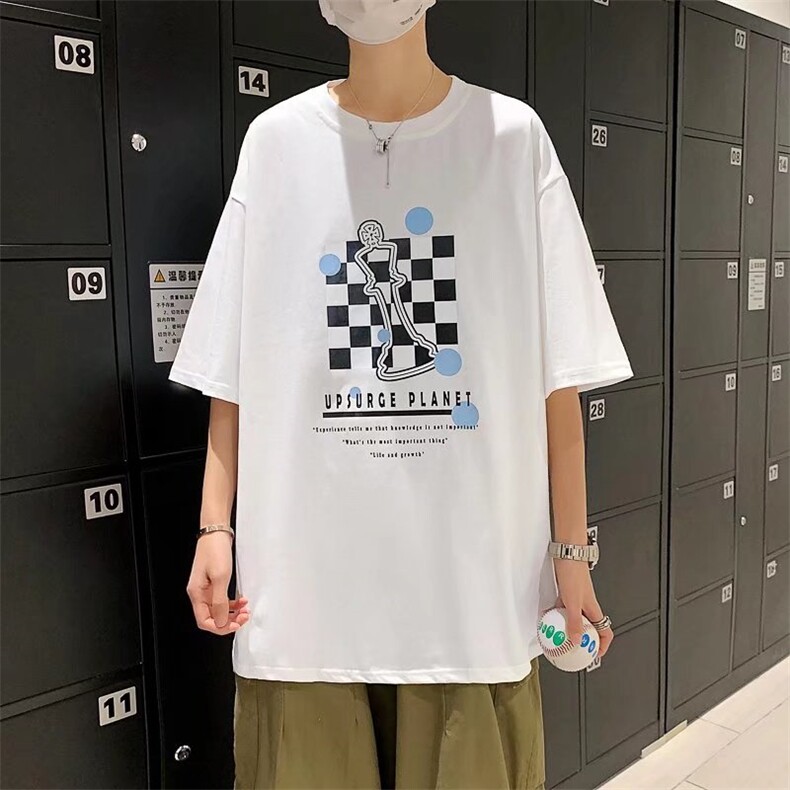 夏季潮牌男士短袖t恤男潮流上衣情侣半袖体恤衫棋盘RT19P28,男装T恤,星座1116-2