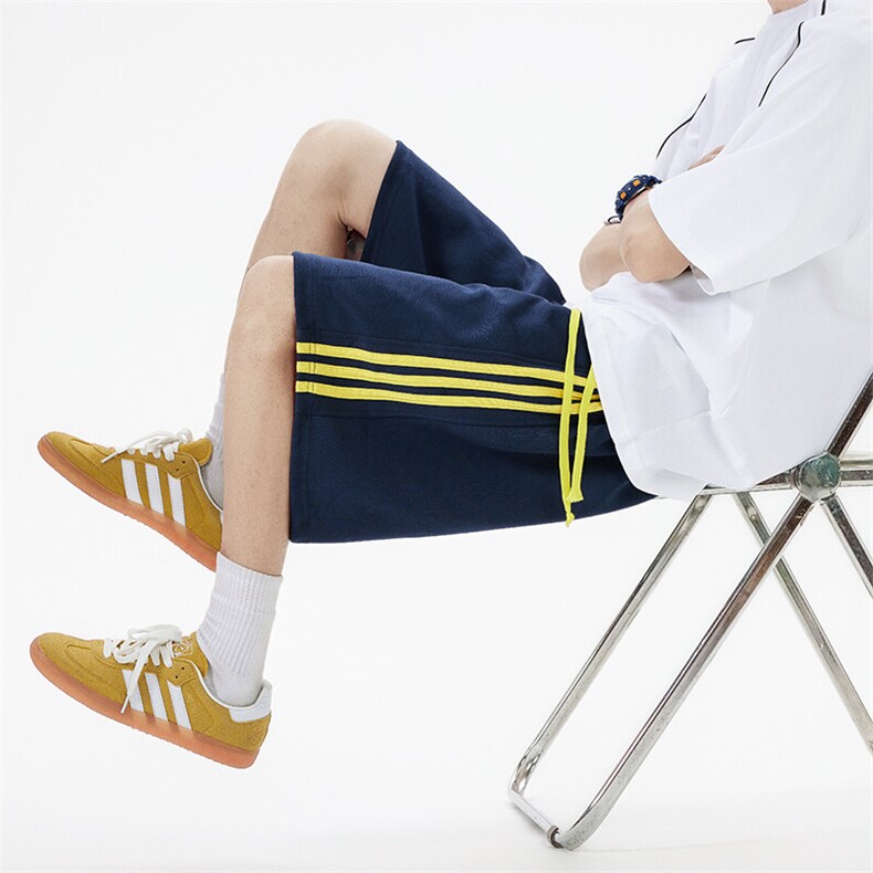 抖音得物高品质二开 重磅华棉 夏季三条杠织带短裤休闲运动五分裤图片