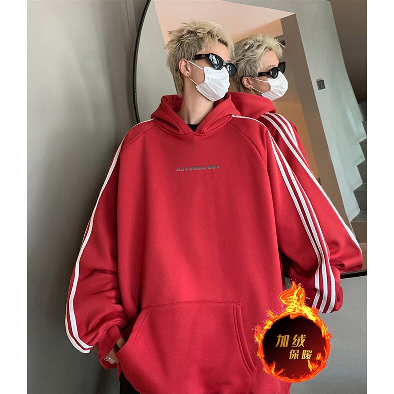 抖音得物供货提供视频秋冬重磅美式宽松织带连帽卫衣0608,男装卫衣,电商A486