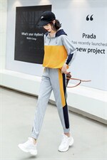 春夏新品韩版运动套装7分袖宽松休闲气质套装，女装运动套装，一安秀