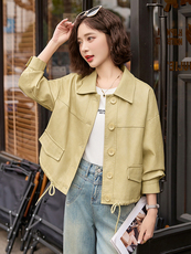 高级感皮衣女外套短款春秋季新款小个子宽松休闲气质百搭夹克上衣，女装皮衣，臻衣坊
