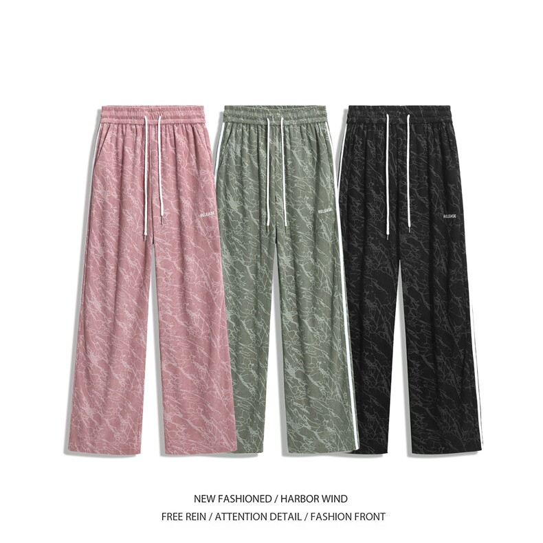 秋季新款远动条纹花色灯芯绒宽松休闲裤B315-K24300-特p35控68图片