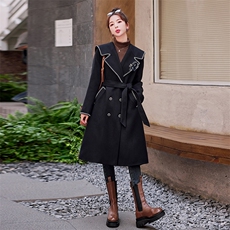 小香风羽绒服内胆呢大衣女冬季新款时尚海军领气质羊毛呢外套，女装羽绒服，水衣源