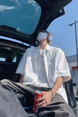 轻奢港风男版纯色轻薄短袖衬衫男女夏季宽松大码DC2248-特价P35，男装衬衫，电商A007