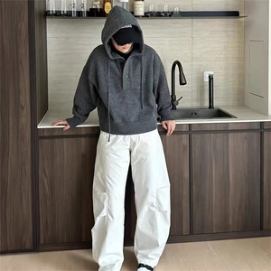 抖音得物保暖立领拉链针织外套秋冬宽松慵懒风纯色毛衣上衣AM047