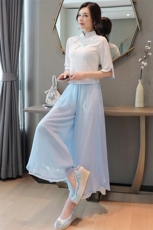 新中式汉服裙裤套装女款2025新款春秋中国风两件套改良旗袍连衣裙，女装套装/套裙，芷墨服饰