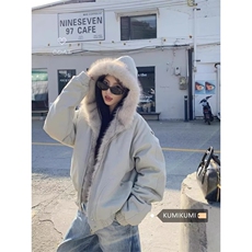 美式复古座山雕短款连帽毛领棉服女冬派克服棉衣外套M0294-P105，男装棉衣，星座308B-2