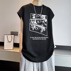 卡通坎肩无袖背心男夏季美式重磅宽松韩版ins风潮牌t恤ST223-P30，男装背心/马甲，星座412