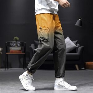 秋季男士全棉渐变吊染长裤休闲束脚裤703图片