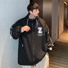 港风秋季新品潮流宽松休闲连帽夹克外套男女JK6751P65控78，男装夹克，电商A268A