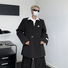 港风秋款男西服宽松西装字母印花贴标休闲外套JK922P65，男装西服，星座1013-1