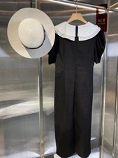 【DAVIDA】法式优雅拼色大翻领连衣裙，女装连衣裙，DAVIDA