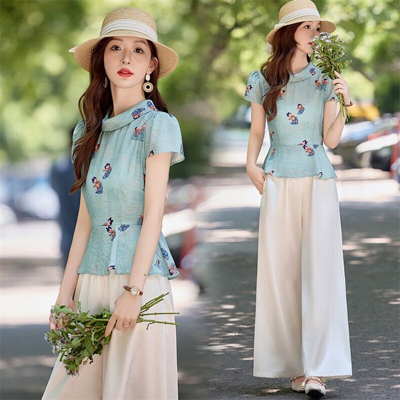 2026夏季新款新中式设计感时髦套装女高级感改良唐装显高两件套潮，女装套装/套裙，尚洛菲