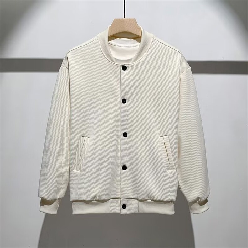 男士纯色简约秋冬通勤款棒球服外套高级感韩版针织斜纹短款夹克衫,男装夹克,星座1013