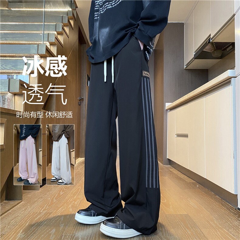 夏季新款美式潮流条纹冰丝凉感宽松休闲裤B315-K25667-特p35控68,男装休闲裤,电商B315