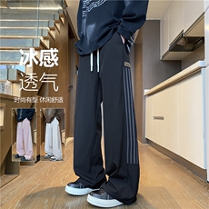 夏季新款美式潮流条纹冰丝凉感宽松休闲裤B315-K25667-特p35控68，男装休闲裤，电商B315