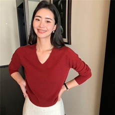 2025秋冬百搭时尚简约v领长袖羊绒衫，女装羊绒衫，玛卡隆羊绒