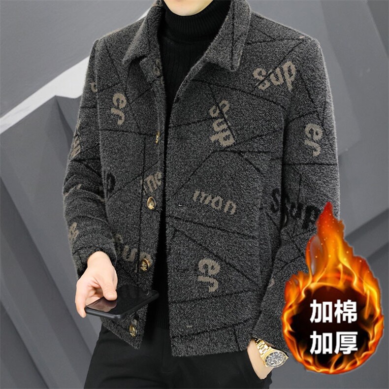 短款毛呢大衣韩版休闲男士秋冬季加棉加厚修身翻领夹克呢子外套男,男装夹克,星座505-2（原电商A260-1)