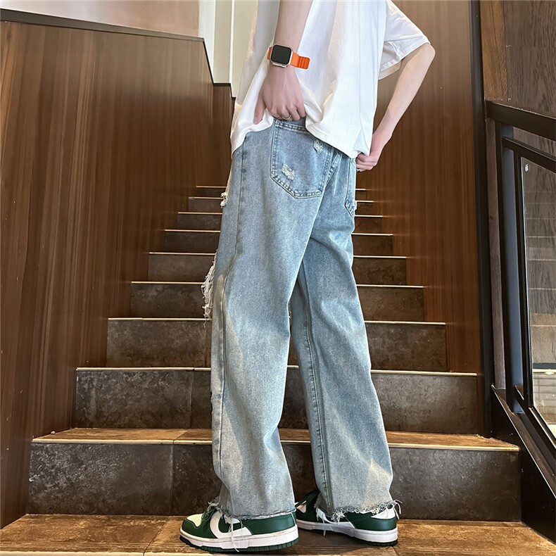 k1080-p55-控78M-5XL现货oversizecleanfit风黄泥牛仔裤破洞,男装牛仔裤,星座116