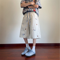 2025夏季新款设计感腊肠狗刺绣七分裤B315-K25775-特p30控58，男装休闲裤，电商B315