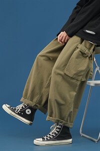 2025秋季装男女款ins潮中性风宽松大筒束脚裤休闲裤K442/P55图片