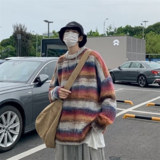 抠抠纱针织衫男韩版潮流条纹拼色2023秋冬季新款ins外套MZ056-P62，男装针织衫/毛衣，星座412-3