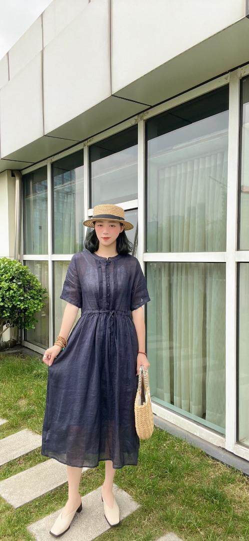 纯苎连衣裙小衫裤子裙子衬衣 时尚风 风淑女风休闲风，女装连衣裙，川哲