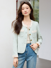 现货2025秋季新款小香风气质简约长袖短款小外套女，女装短外套，时尚风爆